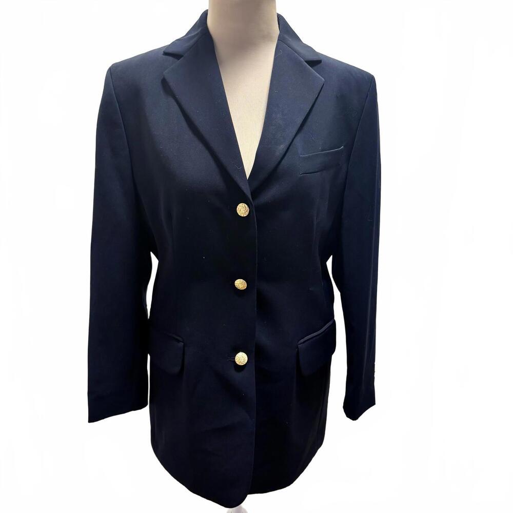 Vintage LL Bean Longline Navy Blue Tailored Blazer Jacket 8R